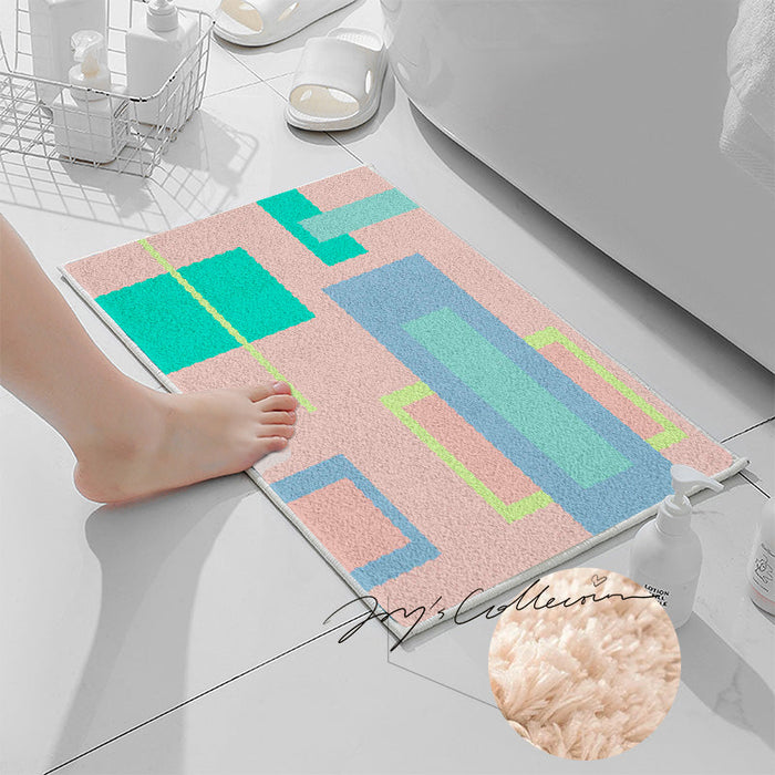 Feblilac Geometric Big Squares Geometric Tufted Bath Mat