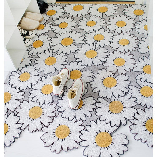 Feblilac White Daisy PVC Coil Door Mat