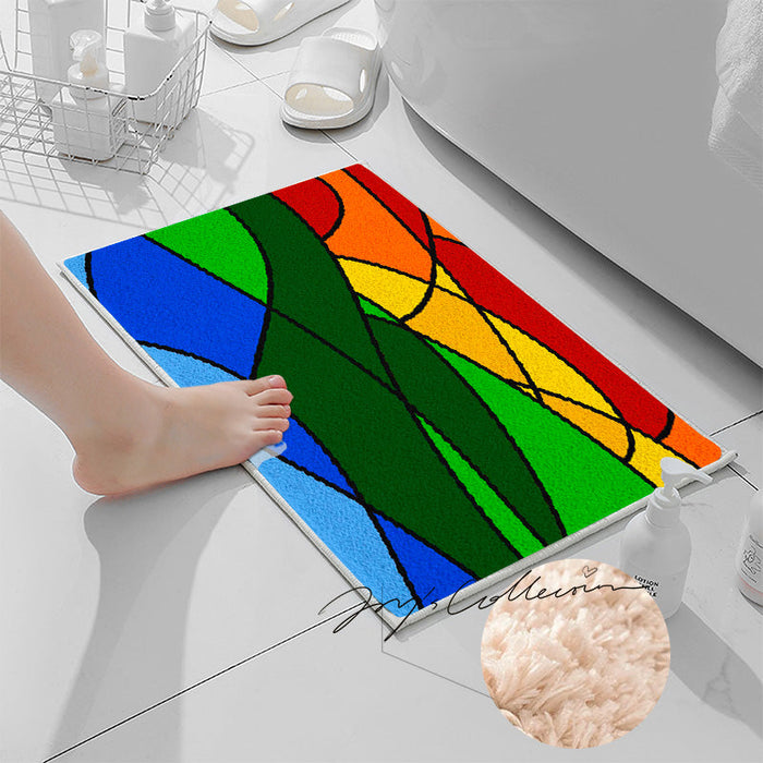 Feblilac Colorful Abstract Mountain Geometric Tufted Bath Mat