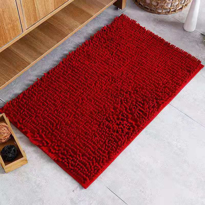 Chenille Non-Slip Microfiber Shag Bathroom Rug Mat, Solid Color