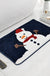 Bathroom Christmas Snowman on Black Background Tufted Bath Mat