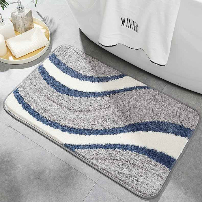 Feblilac  Grey White Wave Bath Mat