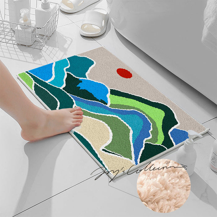 Feblilac Green Mountains and Rivers Tufted Bath Mat