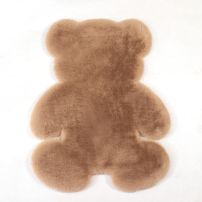 Feblilac Multiple Color Solid Bear Faux Rabbit Fur  Rug Mat