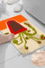 Feblilac Red Vase and Green Plant Tufted Bath Mat