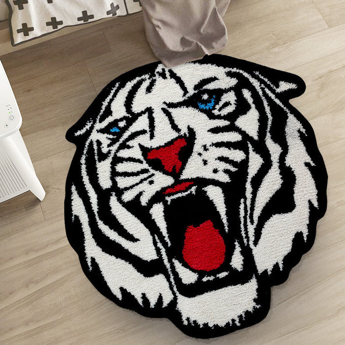 Feblilac Tiger Head Tufted Mat for Bathroom Bedroom Living Room