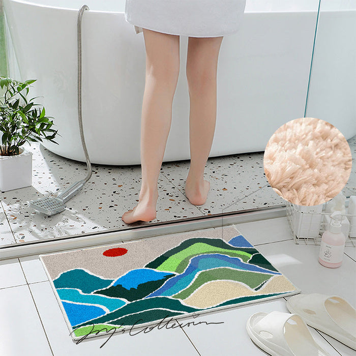 Feblilac Green Mountains and Rivers Tufted Bath Mat