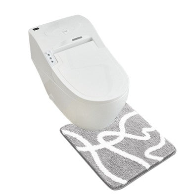 Feblilac Gray Geometric Pattern Tufted Bathroom Mat Toilet U-Shaped Floor Mat