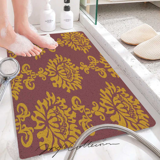 Feblilac Baroque Style One Big Flower PVC Coil Bathtub Mat and Shower Mat