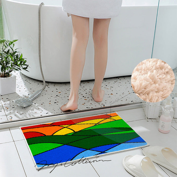 Feblilac Colorful Abstract Mountain Geometric Tufted Bath Mat