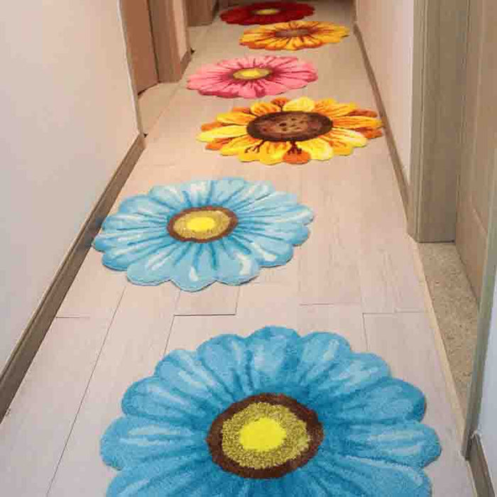 Feblilac Yellow/Red/Blue/Purple/Pink Sunflower Area Mat Bath Mat