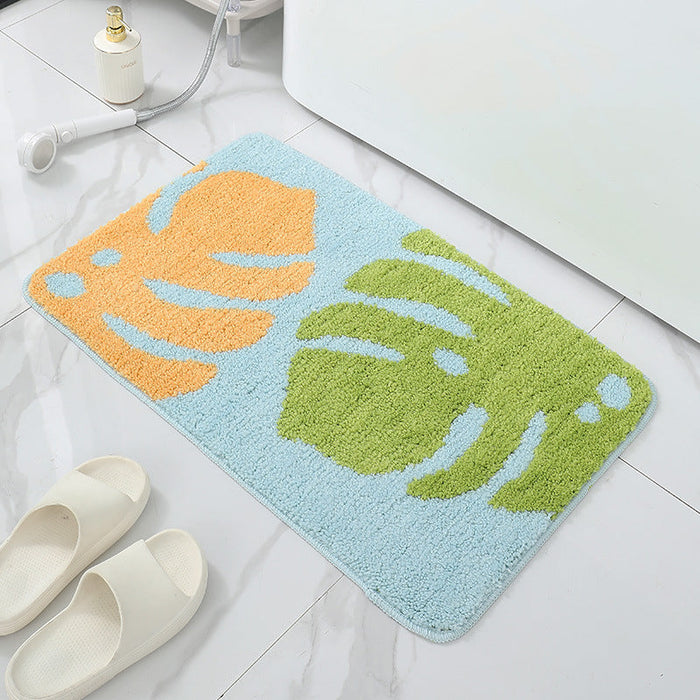 Feblilac Colorful Banana Leaves Tufted Bath Mat