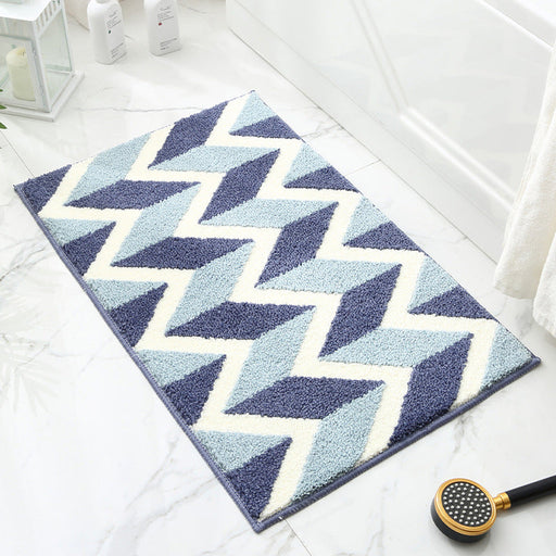 Feblilac Abstract Grey and White Geometric Leaves Bath Mat