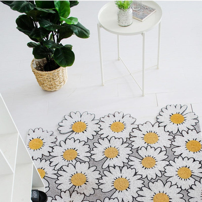 Feblilac White Daisy PVC Coil Door Mat