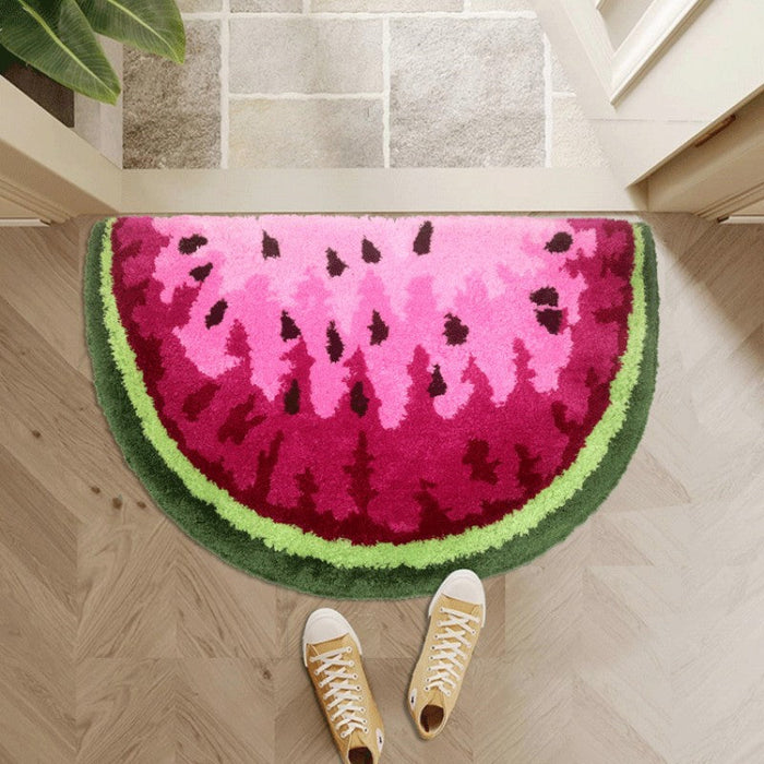 Feblilac Semi-Circular Watermelon Tufted Bathmat