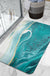 Feblilac Blue Abstract Wave Super Absorbent Suede Bathroom Mat