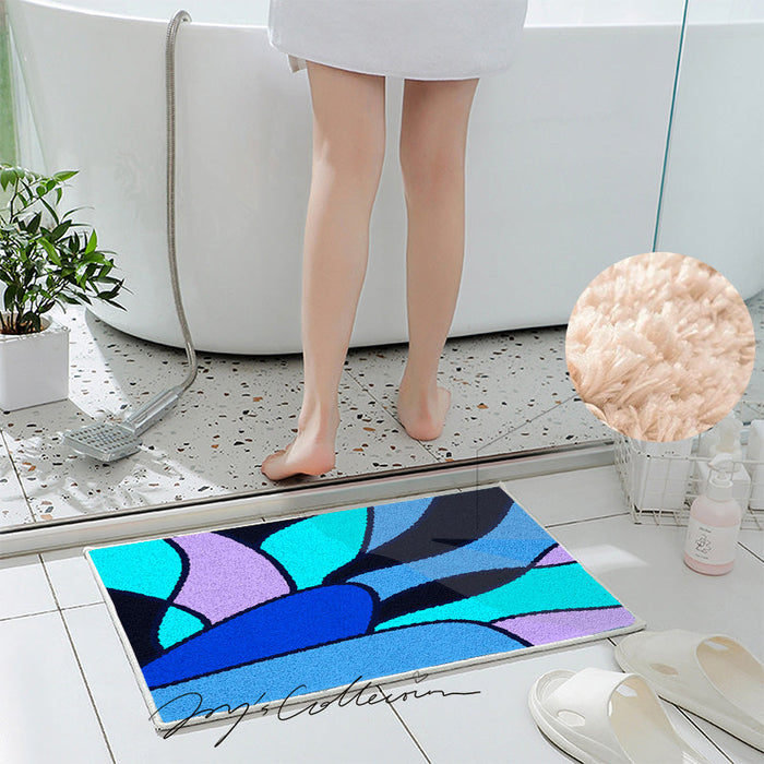 Feblilac Colorful Abstract Sea Geometric Tufted Bath Mat