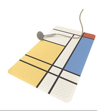 Feblilac Colorful Square Geometric Line PVC Bathroom Mat