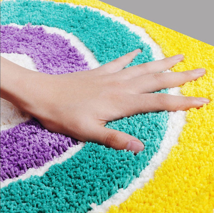 Semi-circle Rainbow Mat for Bathroom, Cute Colorful Bath Mat, Gay Pride Home Decor