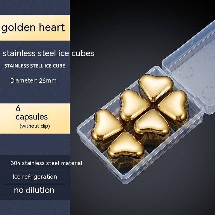 304 Heart-shaped Gold Stainless Steel Ice Cube