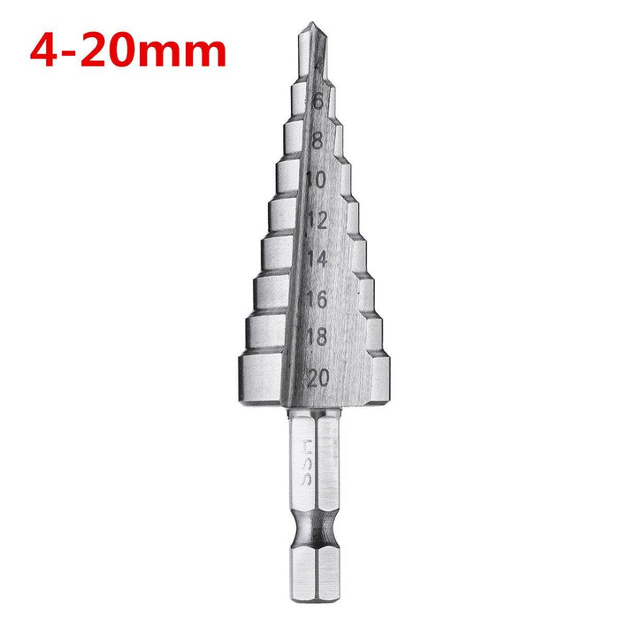 Drillpro 4-12/20/32mm HSS Hex Shank Step Drill Bit High Step Steel Hole Cutter