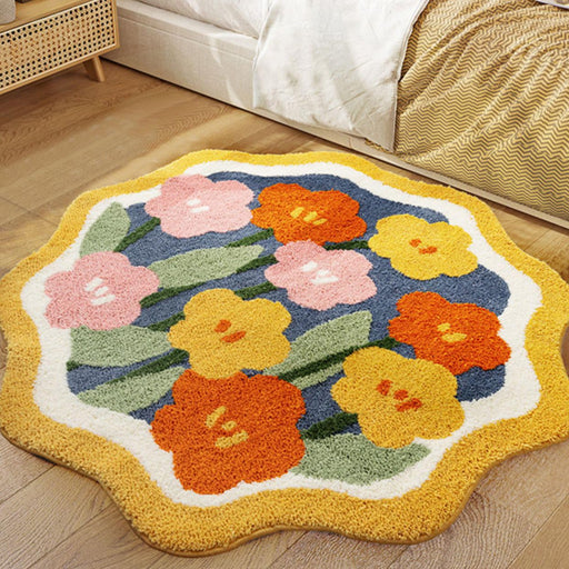 Feblilac Red Yellow Pink Flower Garden Area Mat