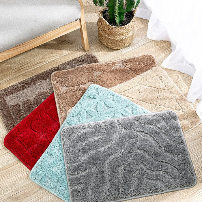 Feblilac Solid Geometric Pattern Tufted Bath Mat