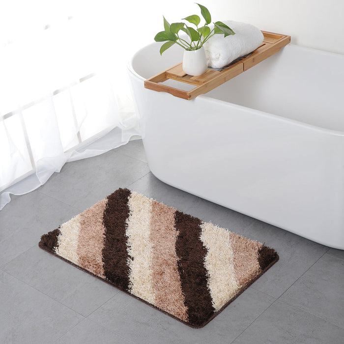 Feblilac Blue/Black/Green/Red/Brown/Purple and White Stripe Geometric Pattern Ultra Soft Bathroom Rug