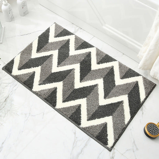 Feblilac Abstract Grey and White Geometric Leaves Bath Mat