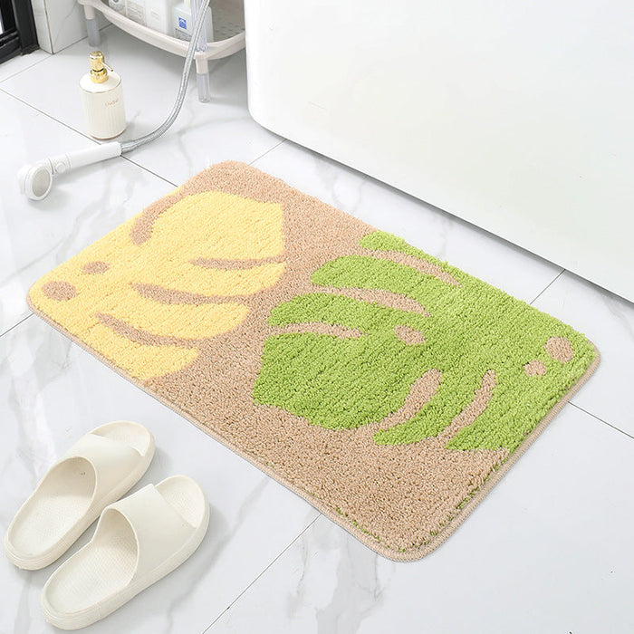 Feblilac Colorful Banana Leaves Tufted Bath Mat