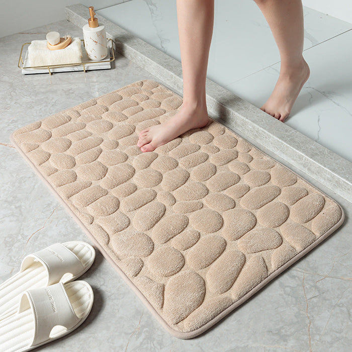 Feblilac Solid Cobblestone Coral Fleece Bathmat