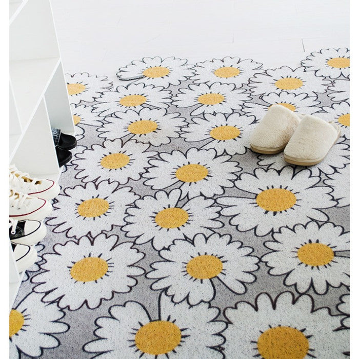 Feblilac White Daisy PVC Coil Door Mat