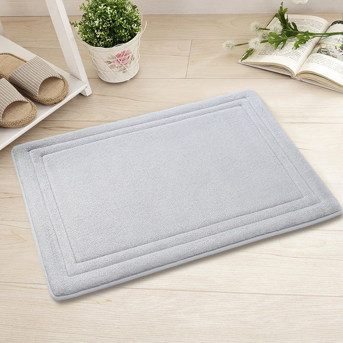 Feblilac Rectangular Solid Line Pattern Memory Foam Tufted Bath Mat