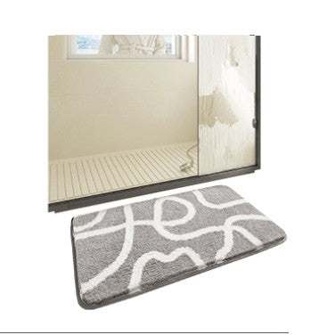 Feblilac Gray Geometric Pattern Tufted Bathroom Mat Toilet U-Shaped Floor Mat