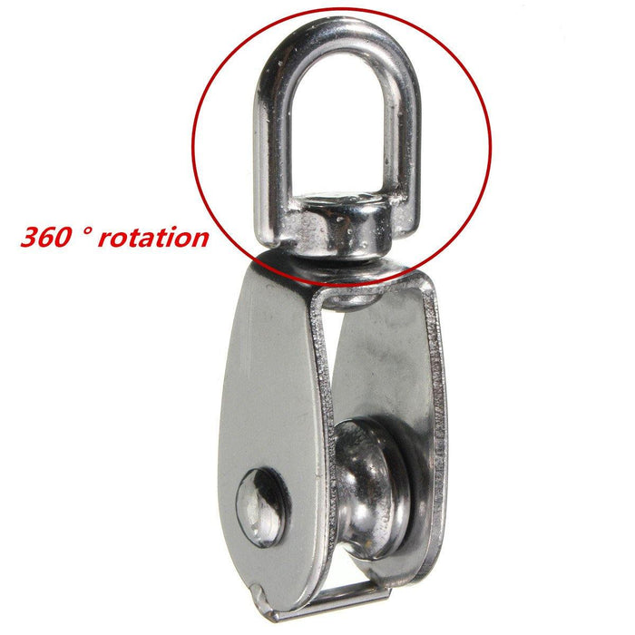 304 Stainless Steel Heavy Duty Pulley Single Wheel Swivel Lifting Rope Block