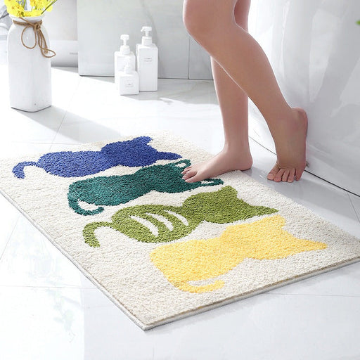 Four Cats Bathroom Rug, Non-Slip and Washable