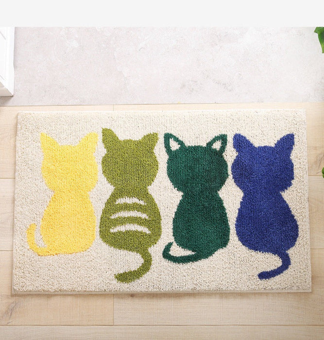 Four Cats Bathroom Rug, Non-Slip and Washable