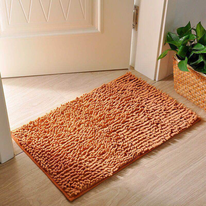 Chenille Non-Slip Microfiber Shag Bathroom Rug Mat, Solid Color