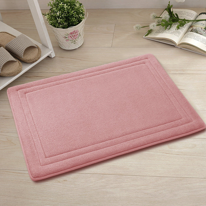 Feblilac Rectangular Solid Line Pattern Memory Foam Tufted Bath Mat