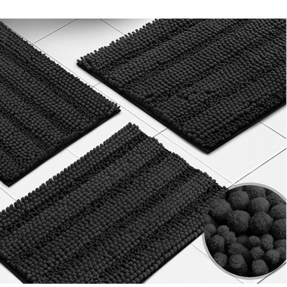 Feblilac Coarse and Fine Yarns Solid Chenille Non-Slip Microfiber Shag Bathroom Rug Mat