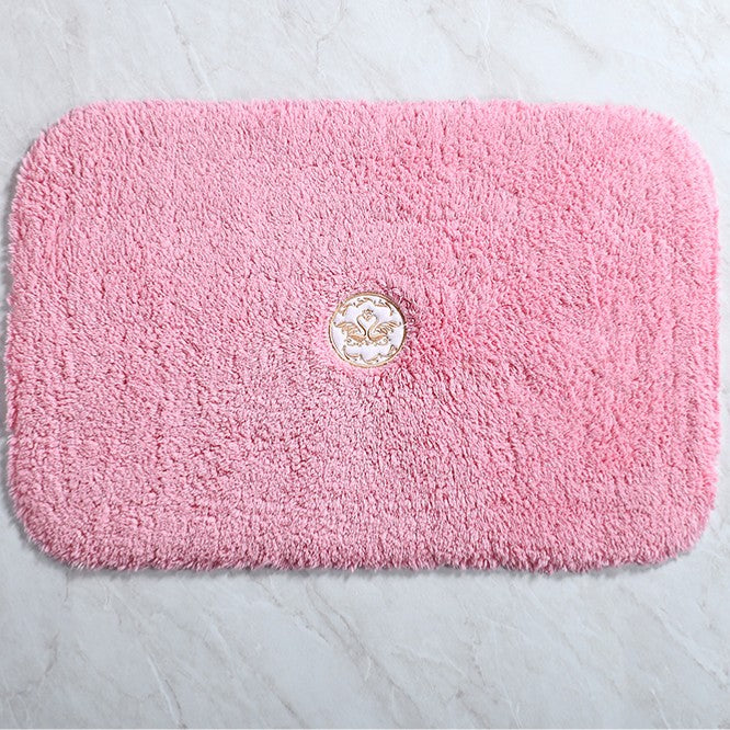 Feblilac Rectangular Solid Swan Embroidery Tufted Bath Mat