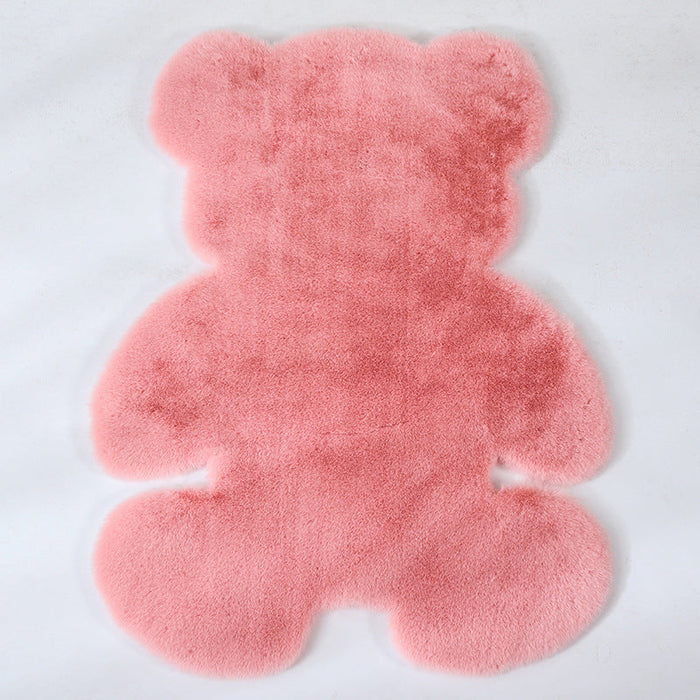 Feblilac Multiple Color Solid Bear Faux Rabbit Fur  Rug Mat