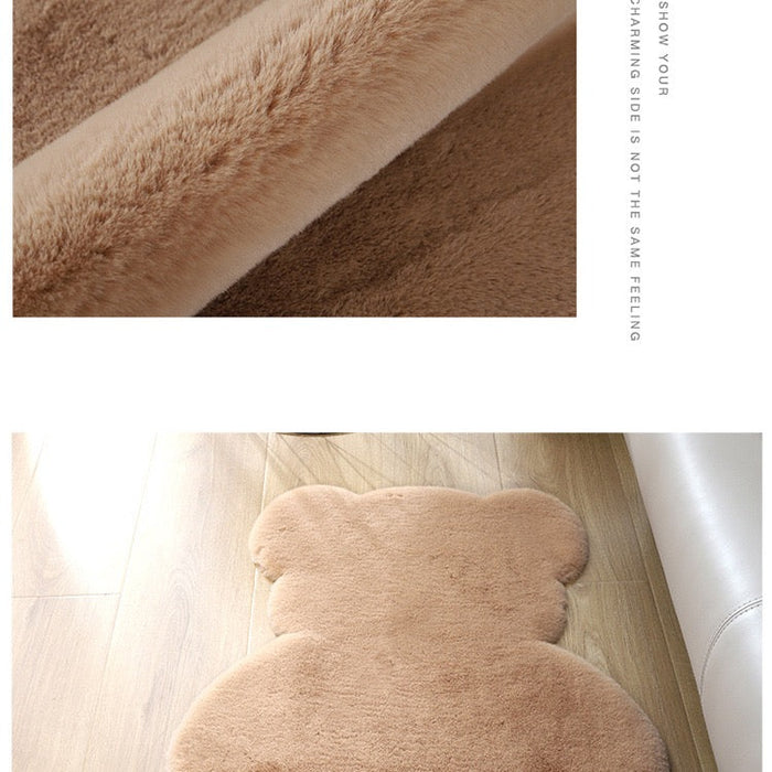 Feblilac Multiple Color Solid Bear Faux Rabbit Fur  Rug Mat