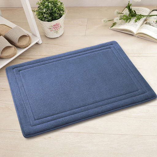 Feblilac Rectangular Solid Line Pattern Memory Foam Tufted Bath Mat