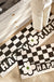 Feblilac Checkerboard and Flower PVC Leather Kitchen Mat