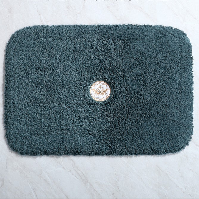 Feblilac Rectangular Solid Swan Embroidery Tufted Bath Mat