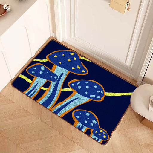 Feblilac Dark Blue Mushroom Nylon Door Mat