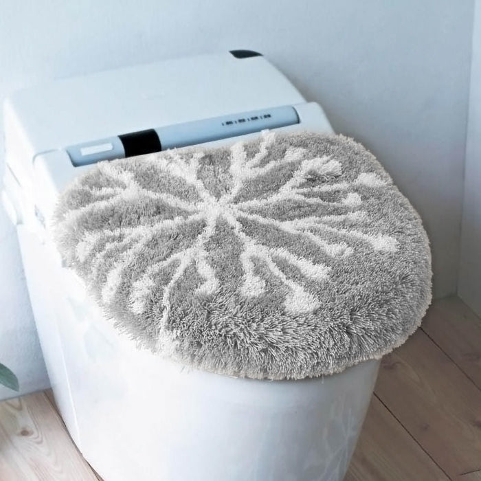 Feblilac Sunflower Cute and Warm Acrylic Fibers U-shape Bathroom Toilet Rugs and Lid Cover Toilet Seat Cover Kit