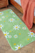 Feblilac Daisy Flowers Bedroom Runner, Floral Green Soft Indoor Area Rug, Water Absorbent Non-Slip Microfiber Mat for Hallway Laundry Room Rug