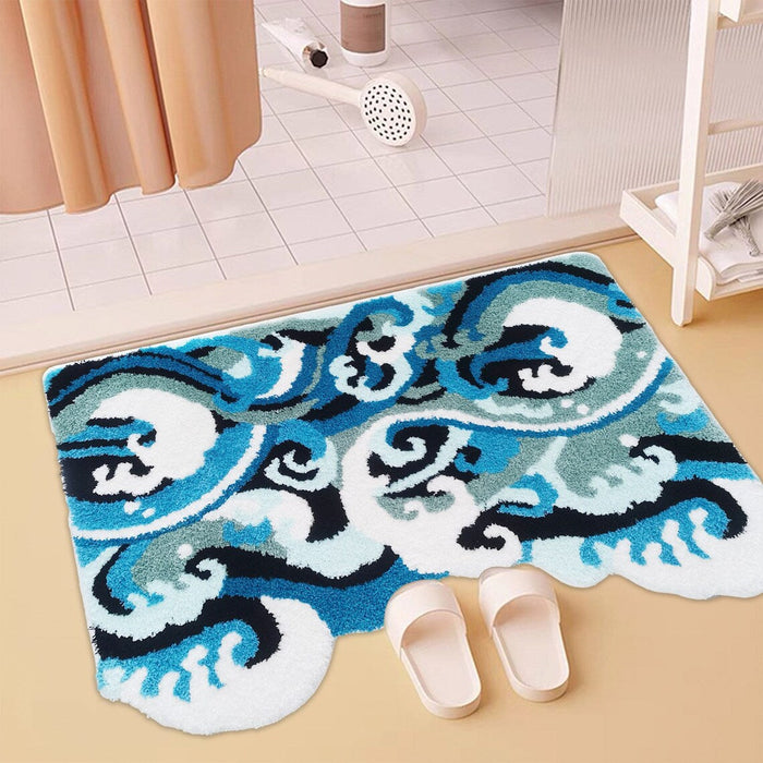 Feblilac Great Wave of Kanagawa Tufted Bath Mat